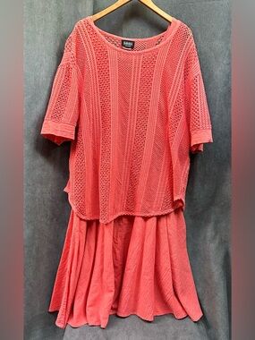 Vintage 90s sun dress & crochet sweater set 2 piece